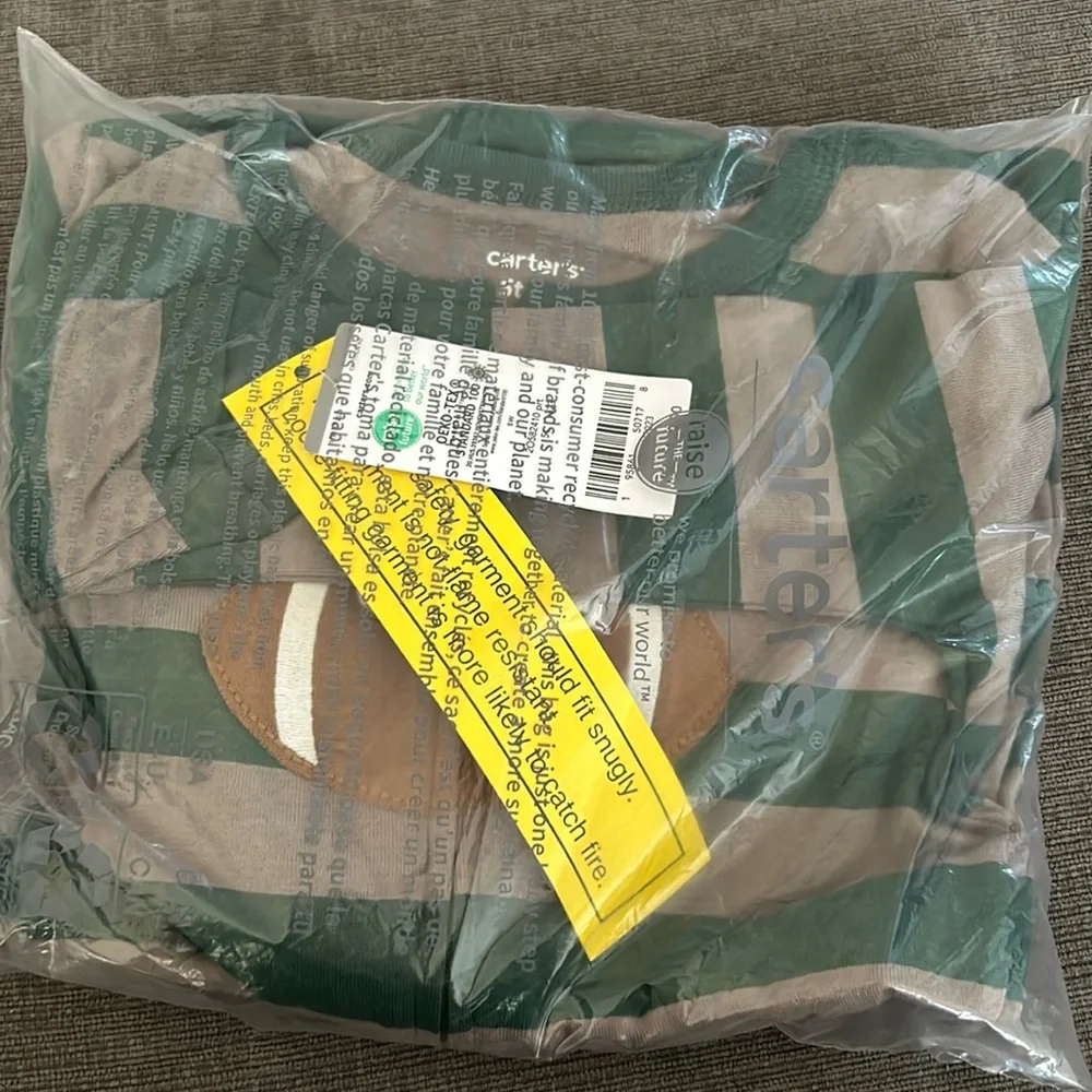 Carters Toddler Boys 1-Piece Football 100% Snug-Fit Cotton Footed Pajama 5T
